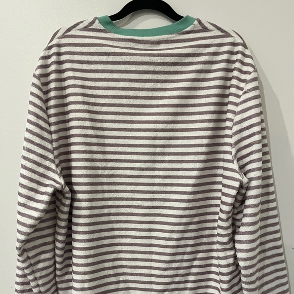 ASOS Striped French Terry Long Sleeve Tee - White & Lavender - Sz Medium - Picture 2 of 2